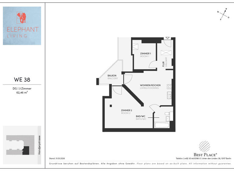 Wohnung zum Kauf provisionsfrei 257.000 € 3 Zimmer 62,5 m² 4. Geschoss Handjerystraße 36 Adlershof Berlin 12489