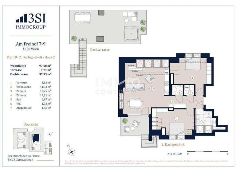 Wohnung zum Kauf - Erstbezug 741.309 € 3 Zimmer 97,7 m² 3. Geschoss Wien 1220