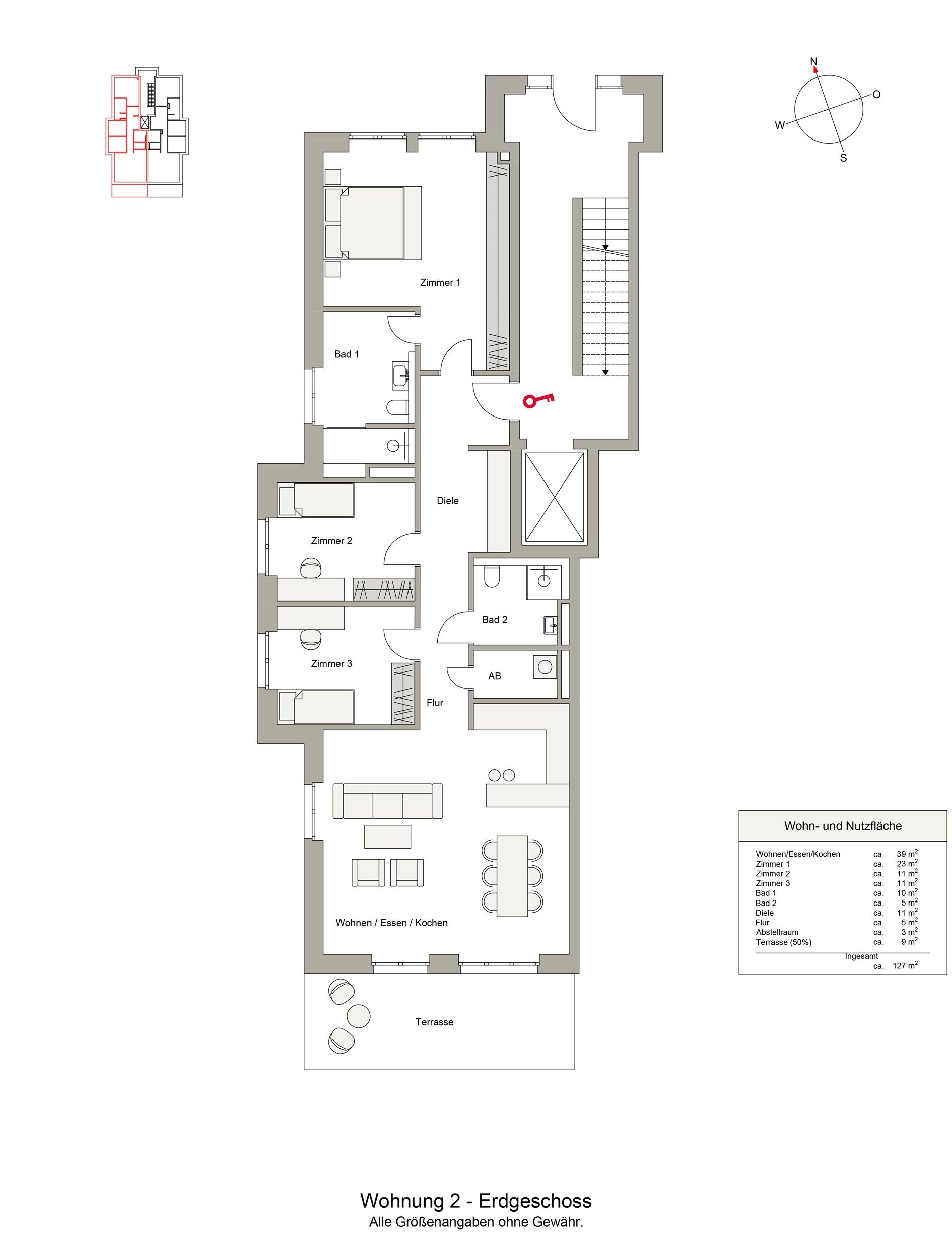 Wohnung zur Miete 3.200 € 4 Zimmer 127 m²<br/>Wohnfläche EG<br/>Geschoss Groß Flottbek Hamburg 22607