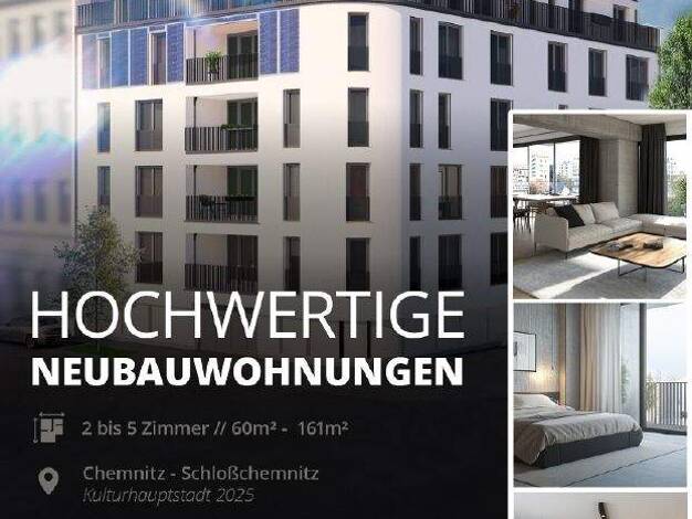 Wohnung zum Kauf - Neubau 387.772 € 3 Zimmer 88,1 m² 3. Geschoss Ludwigstraße Schloßchemnitz Schloßchemnitz 09113