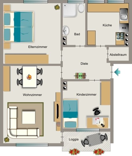 Wohnung zur Miete 539 € 3,5 Zimmer 61,9 m²<br/>Wohnfläche EG<br/>Geschoss Statistischer Bezirk 73 Hamm 59073