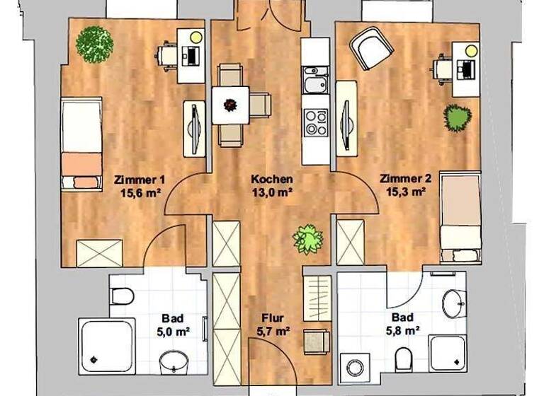 Wohnung zur Miete 870 € 2 Zimmer 62,1 m² Striesen-Süd Dresden 01277