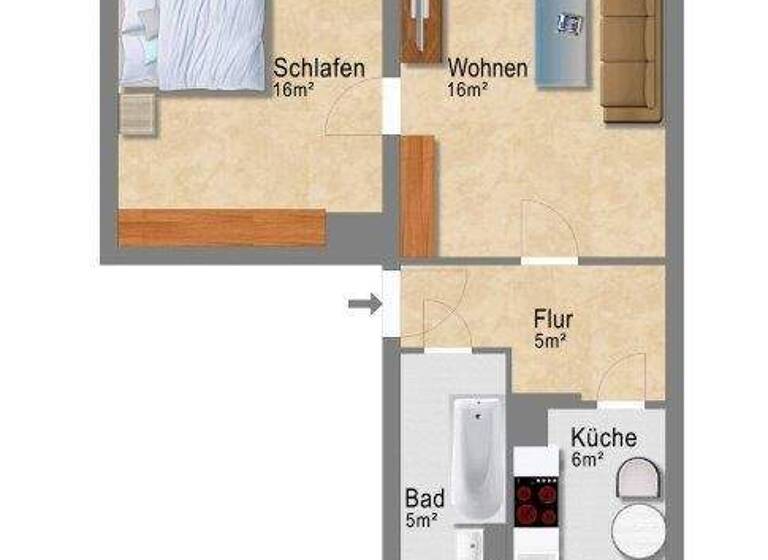 Wohnung zur Miete 391 € 2 Zimmer 46,1 m² 2. Geschoss Martin-Herrmann-Straße 16 Großzschocher Leipzig 04249