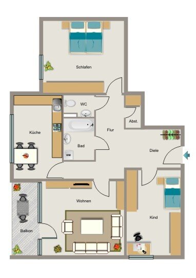 Wohnung zur Miete 492 € 3,5 Zimmer 78 m²<br/>Wohnfläche 7.<br/>Geschoss Loskamp 122 Altenessen-Nord Essen 45329