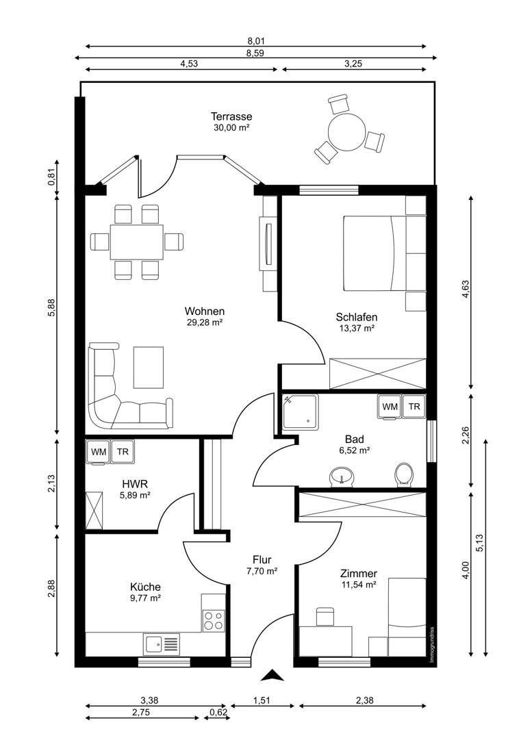 Reihenendhaus zum Kauf 212.000 € 3 Zimmer 93,2 m²<br/>Wohnfläche 364 m²<br/>Grundstück Wittbek 25872