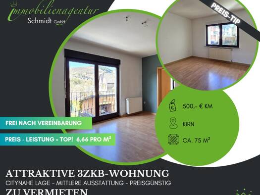 Wohnung zur Miete 500 € 3 Zimmer 75 m² Kirn 55606
