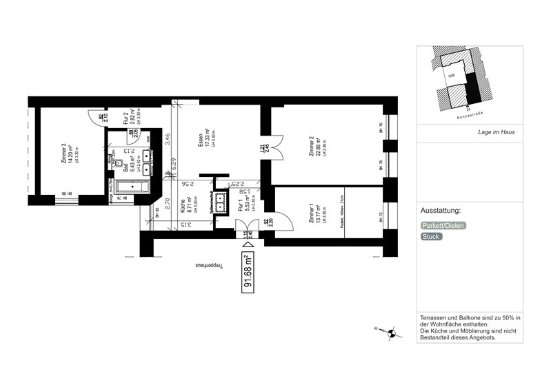 Wohnung zum Kauf 495.000 € 3 Zimmer 91,7 m²<br/>Wohnfläche EG<br/>Geschoss Rönnestr. 24 Charlottenburg Berlin 14057