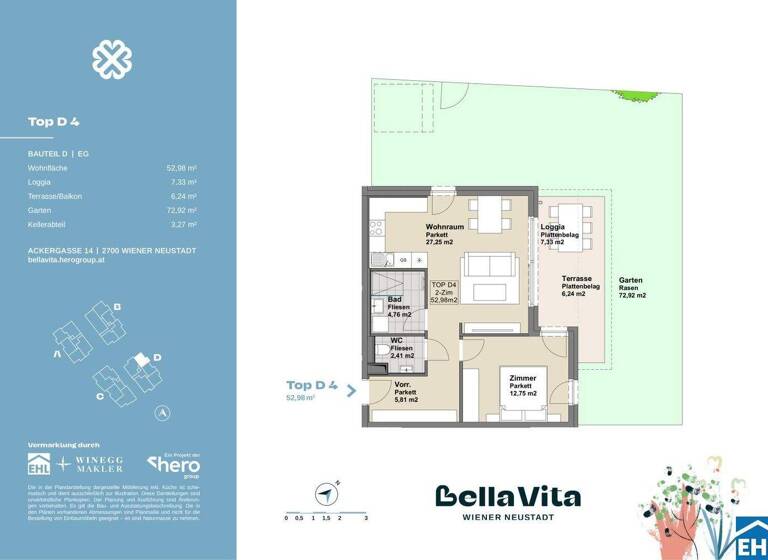 Wohnung zum Kauf - Erstbezug 294.900 € 2 Zimmer 53 m² EG Ackergasse Wiener Neustadt 2700