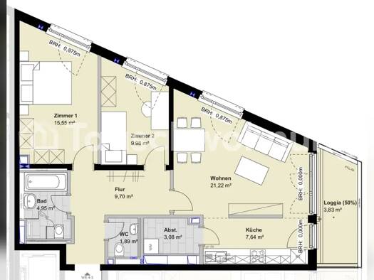 Wohnung zur Miete Tauschwohnung 1.400 € 3 Zimmer 77 m² 2. Geschoss Othmarschen Hamburg 22763