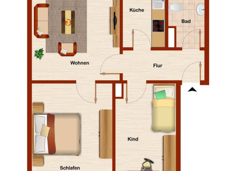 Wohnung zur Miete 379 € 3 Zimmer 51,9 m² 1. Geschoss frei ab 01.06.2026 Nieheimer Straße 8 Herringen Hamm 59077