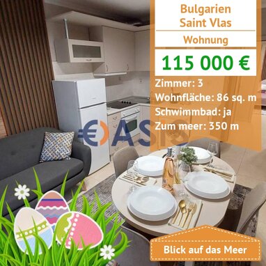 Apartment zum Kauf provisionsfrei 115.000 € 3 Zimmer 86 m² 2. Geschoss ulitsa "Sveti Vlasiy" 38 Saint Vlas 8256