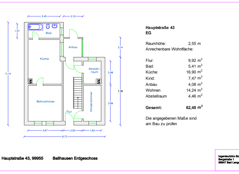 Reihenendhaus zum Kauf 95.000 € 4 Zimmer 109 m² 410 m² Grundstück frei ab sofort Hauptstraße 43 Ballhausen 99955