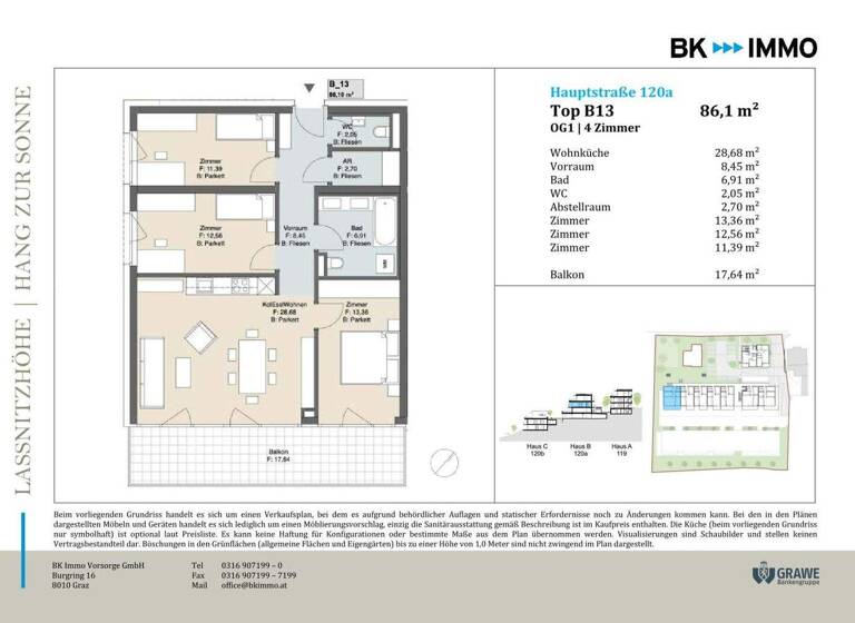 Wohnung zum Kauf - Erstbezug 442.000 € 4 Zimmer 86,1 m² 1. Geschoss Hauptstraße Laßnitzhöhe 8301
