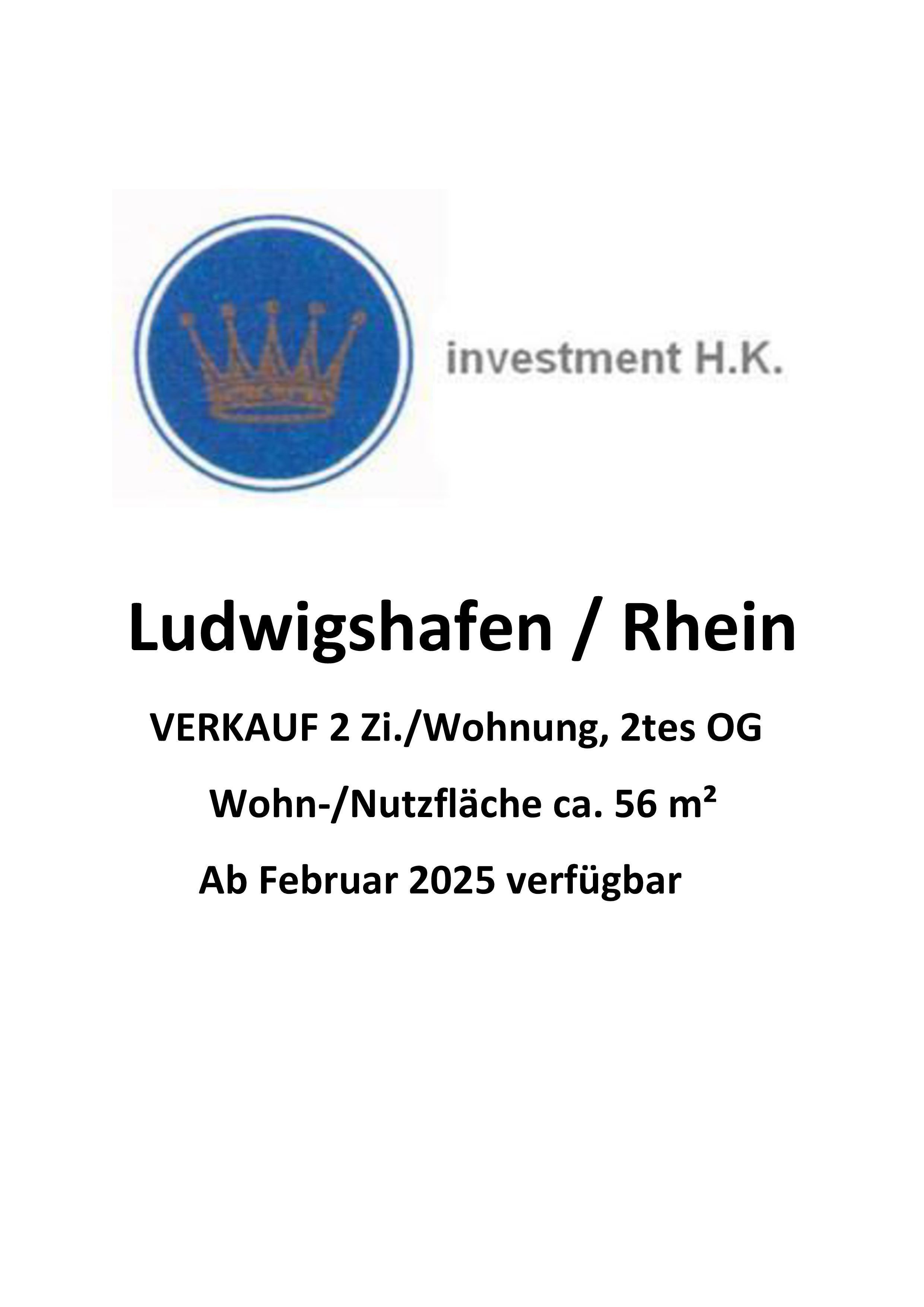 Wohnung zum Kauf als Kapitalanlage geeignet 158.000 € 2,5 Zimmer 56 m²<br/>Wohnfläche West / Stadtbezirk 141 Ludwigshafen am Rhein 67059