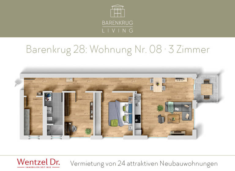 Wohnung zur Miete 1.506 € 3 Zimmer 79,2 m² 1. Geschoss frei ab 01.09.2026 Barenkrug 28 Farmsen-Berne Hamburg 22159