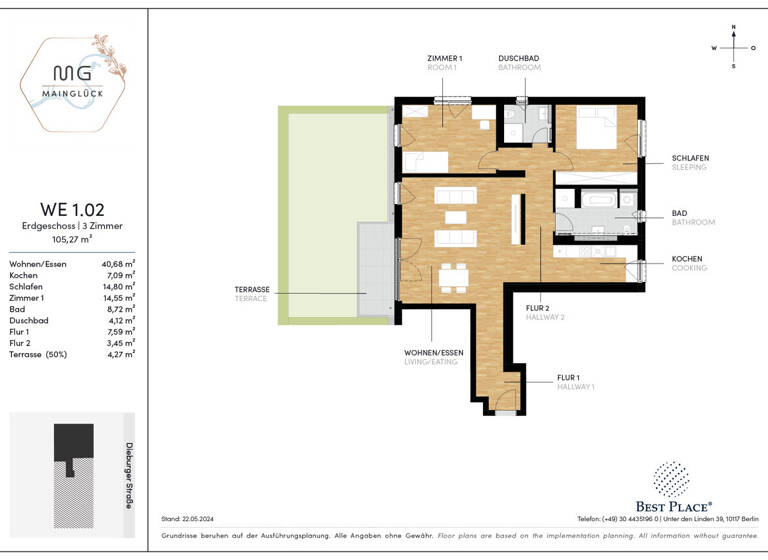 Wohnung zum Kauf - Neubau provisionsfrei 825.000 € 3 Zimmer 105,3 m²<br/>Wohnfläche EG<br/>Geschoss 30.06.2026<br/>Verfügbarkeit Dieburger Straße 12D Fechenheim Frankfurt am Main 60386