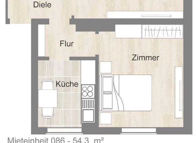 Wohnung zur Miete 475 € 2 Zimmer 54,3 m² EG Flurstr. 11 Borbeck-Mitte Essen 45355