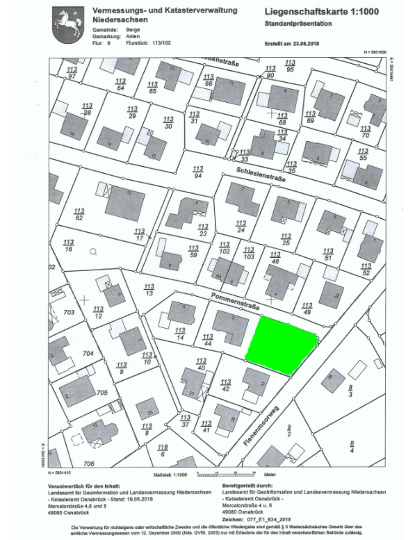 Grundstück zum Kauf 106.245 € 787 m²<br/>Grundstück Pommernstraße 1 Berge Berge 49626