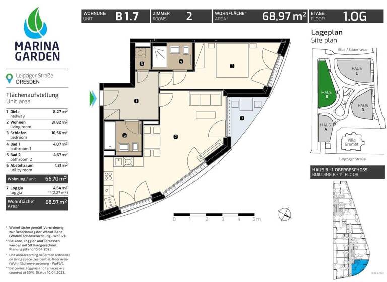 Wohnung zur Miete - Erstbezug 1.200 € 2 Zimmer 69 m² 1. Geschoss frei ab 15.04.2026 Leipziger Str. 35A Leipziger Vorstadt Dresden 01097