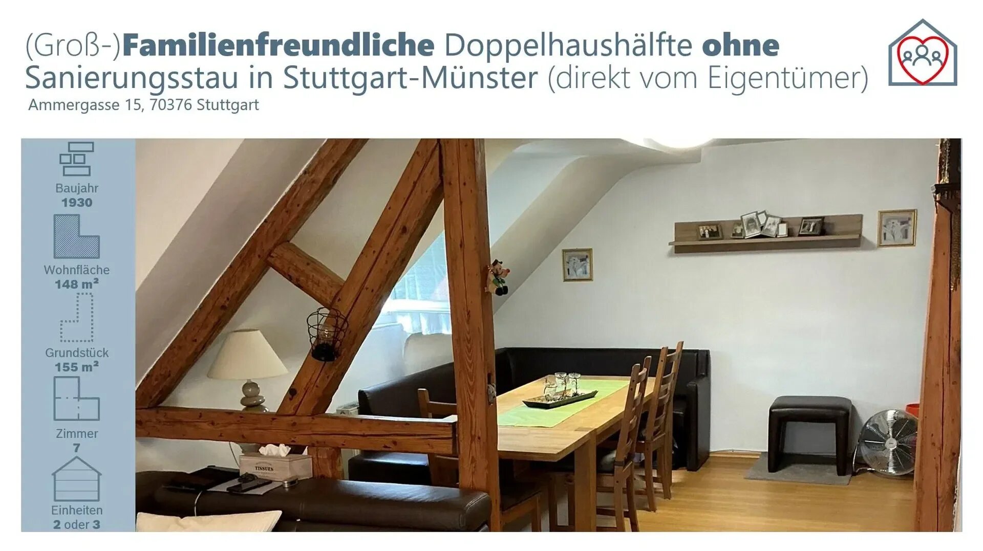 Mehrfamilienhaus zum Kauf provisionsfrei 625.000 € 7 Zimmer 150 m²<br/>Wohnfläche 155 m²<br/>Grundstück ab sofort<br/>Verfügbarkeit Münster Stuttgart 70376