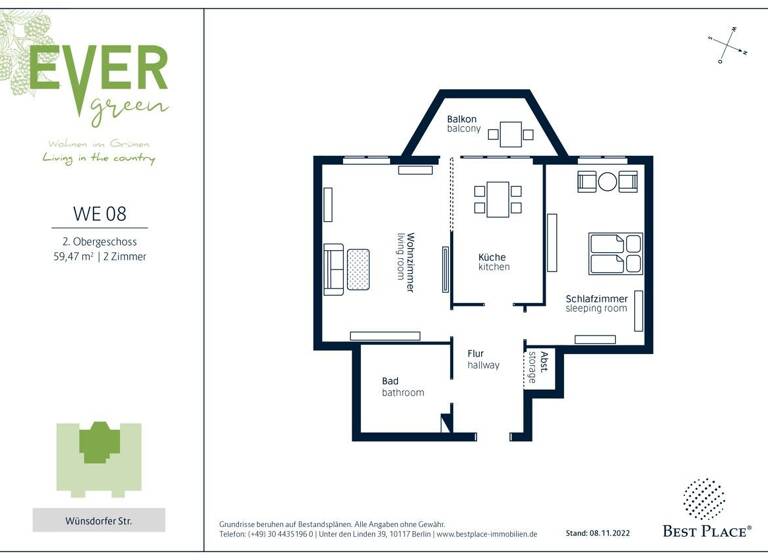 Wohnung zum Kauf provisionsfrei 258.000 € 2 Zimmer 59,5 m² 2. Geschoss Wünsdorfer Straße 104 Lichtenrade Berlin 12307