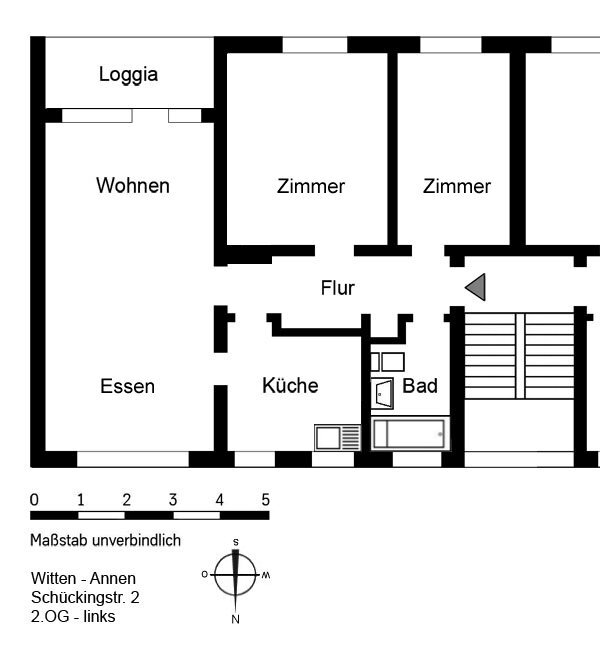 Wohnung zur Miete 559 € 3 Zimmer 70 m²<br/>Wohnfläche 2.<br/>Geschoss 01.02.2025<br/>Verfügbarkeit Schückingstraße 2 Annen - Mitte - Nord Witten 58453