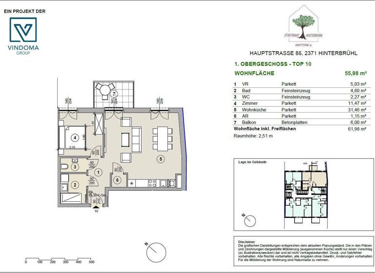 Wohnung zum Kauf 445.000 € 2 Zimmer 56 m² Hinterbrühl 2371