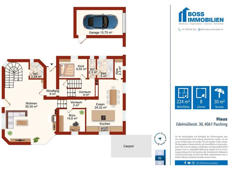 Haus zum Kauf 597.000 € 8 Zimmer 224 m² 615 m² Grundstück Edelmüllerstraße 30 Pasching 4061