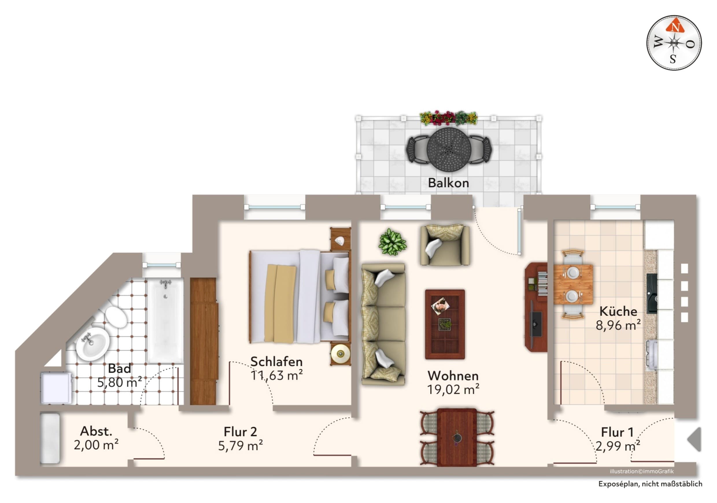 Wohnung zur Miete 400 € 2 Zimmer 58,8 m²<br/>Wohnfläche ab sofort<br/>Verfügbarkeit Friesenstraße 55 Olvenstedter Platz Magdeburg 39108