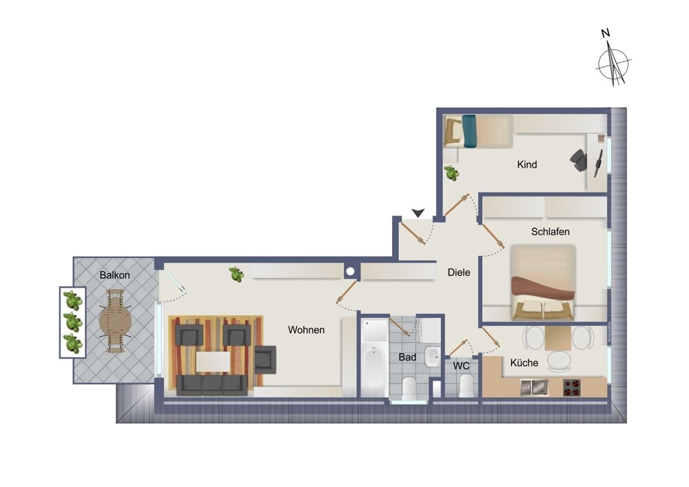 Wohnung zum Kauf 198.000 € 3 Zimmer 68,7 m²<br/>Wohnfläche 4.<br/>Geschoss Weststadt - Stadtviertel 031 Pforzheim 75172