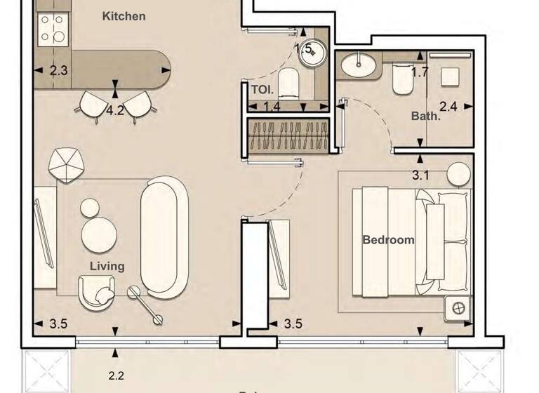 Wohnung zum Kauf - Erstbezug provisionsfrei 262.000 € 2 Zimmer 46,2 m² Dubai