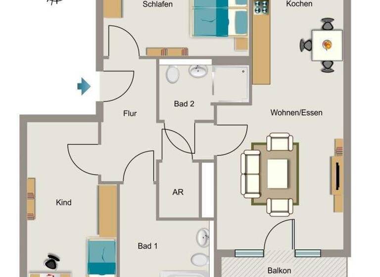 Wohnung zur Miete 1.072 € 3 Zimmer 88,6 m² 1. Geschoss frei ab 01.04.2026 Marsbruchstraße 27 Schüren Dortmund 44287