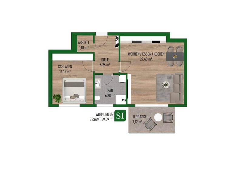 Wohnung zum Kauf 298.000 € 2,5 Zimmer 59,6 m² EG Laichingen 89150