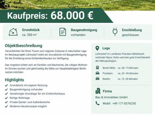 Grundstück zum Kauf provisionsfrei 68.000 € 350 m² Grundstück Sandberger Straße 22 Lühnsdorf Niemegk 14823