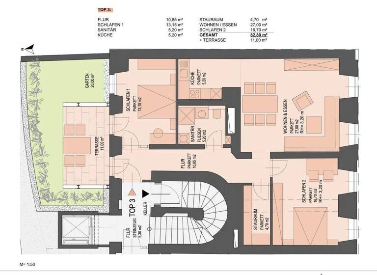 Wohnung zur Miete - Erstbezug 806 € 3 Zimmer 82,7 m² EG Eggenberg Graz 8020