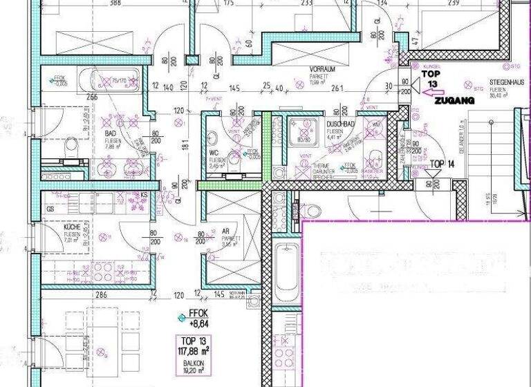 Wohnung zur Miete 1.848 € 4 Zimmer 118 m² 3. Geschoss Wien 1130