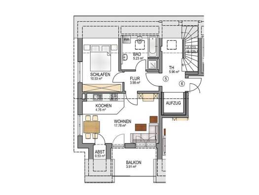 Wohnung zur Miete 615 € 2 Zimmer 47 m² 2. Geschoss frei ab sofort Holbeinstr. 20 a Königsbrunn 86343