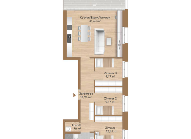 Terrassenwohnung zum Kauf - Erstbezug 583.000 € 4 Zimmer 84,4 m² Längleweg 8 Altach 6844