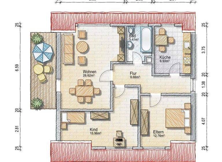 Wohnung zur Miete 715 € 3 Zimmer 89 m² Aligse Lehrte / Aligse 31275