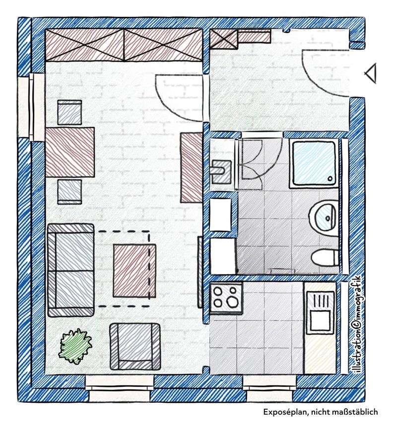 Wohnung zur Miete 192 € 1 Zimmer 33,9 m²<br/>Wohnfläche 1.<br/>Geschoss Kopernikusstraße 7 Siegmar 850 Chemnitz 09117