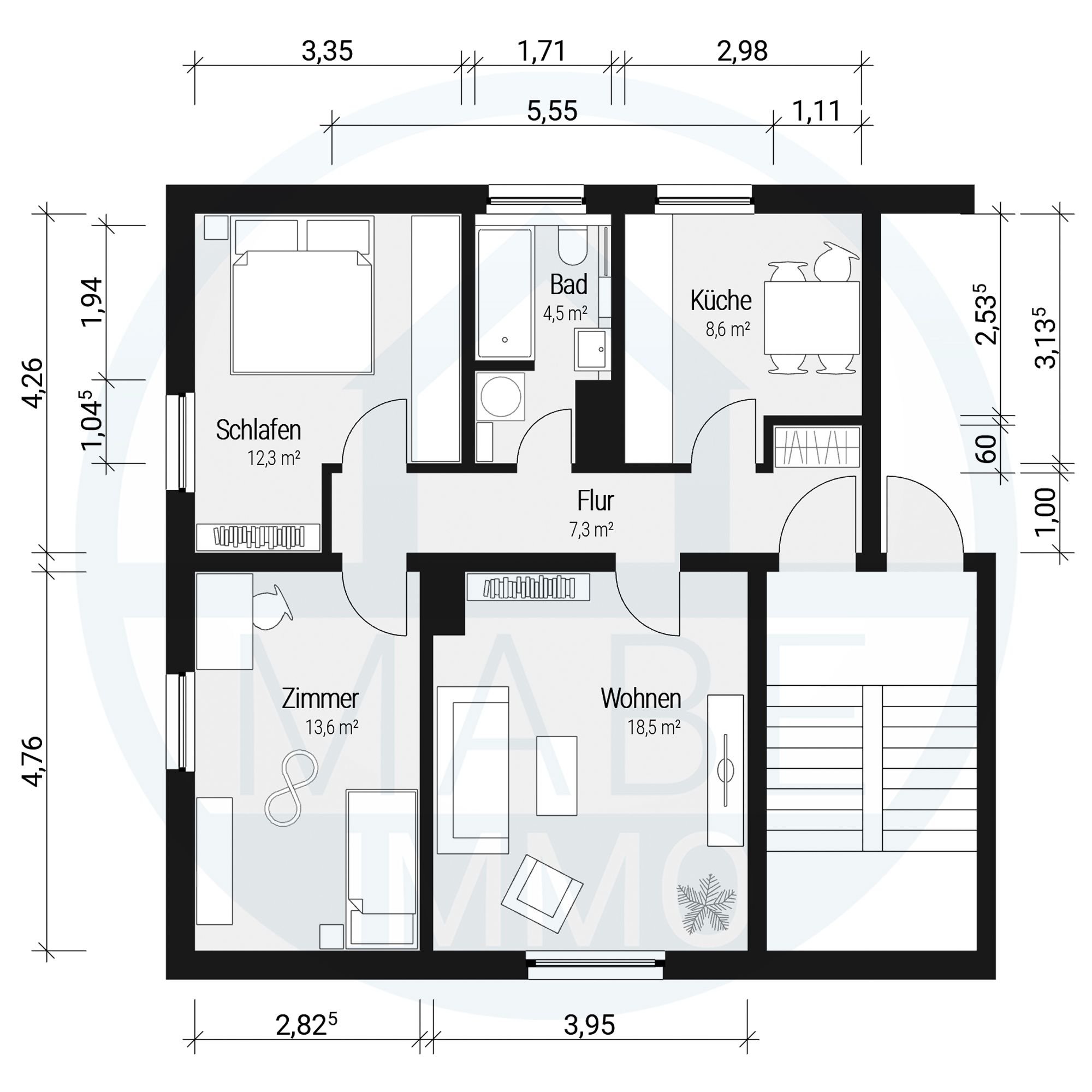 Wohnung zur Miete 430 € 3 Zimmer 65,1 m²<br/>Wohnfläche 1.<br/>Geschoss ab sofort<br/>Verfügbarkeit Immanuel-Kant-Str. 13 Hagenwerder Görlitz 02827