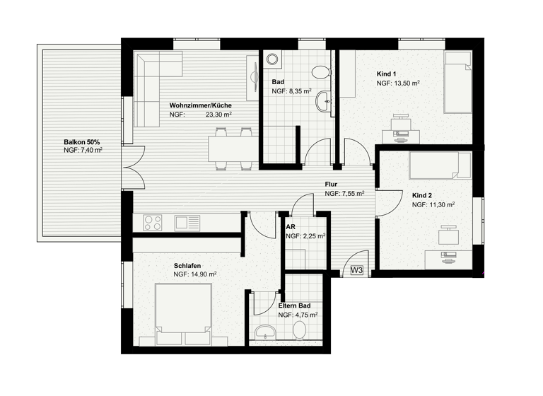 Wohnung zum Kauf provisionsfrei 410.520 € 4 Zimmer 93,3 m²<br/>Wohnfläche EG<br/>Geschoss Friedrichstraße 12 Rodheim-Bieber Biebertal 35444