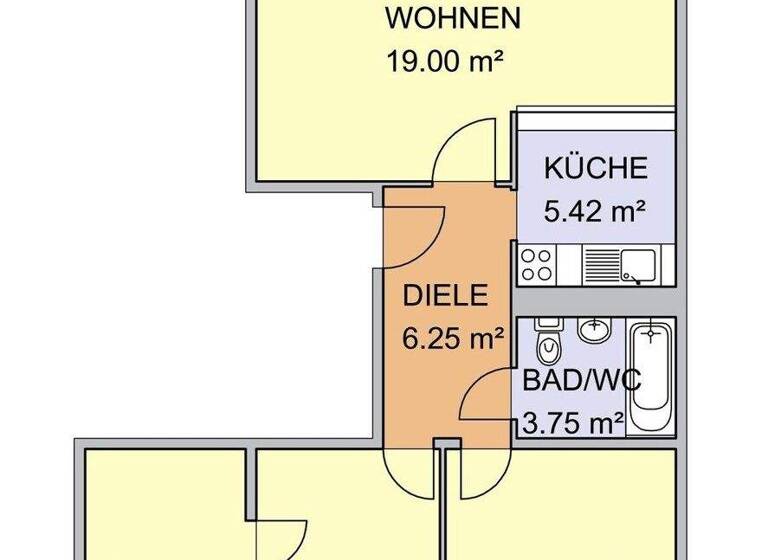 Wohnung zur Miete 485 € 4 Zimmer 65,1 m² 3. Geschoss Straße der Jugend 1 Sandersdorf 06792