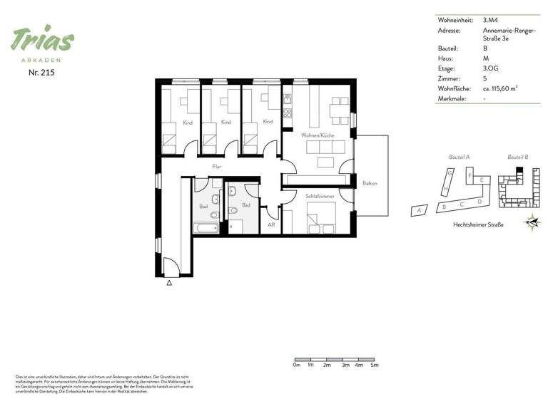 Wohnung zur Miete 1.875 € 5 Zimmer 115,6 m² 3. Geschoss frei ab 01.03.2026 Annemarie-Renger-Straße 3e Oberstadt Mainz 55130