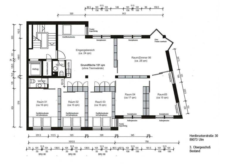 Wohnung zum Kauf provisionsfrei 720.000 € 7 Zimmer 151 m² 3. Geschoss Herdbruckerstrasse 30 Mitte Ulm 89073