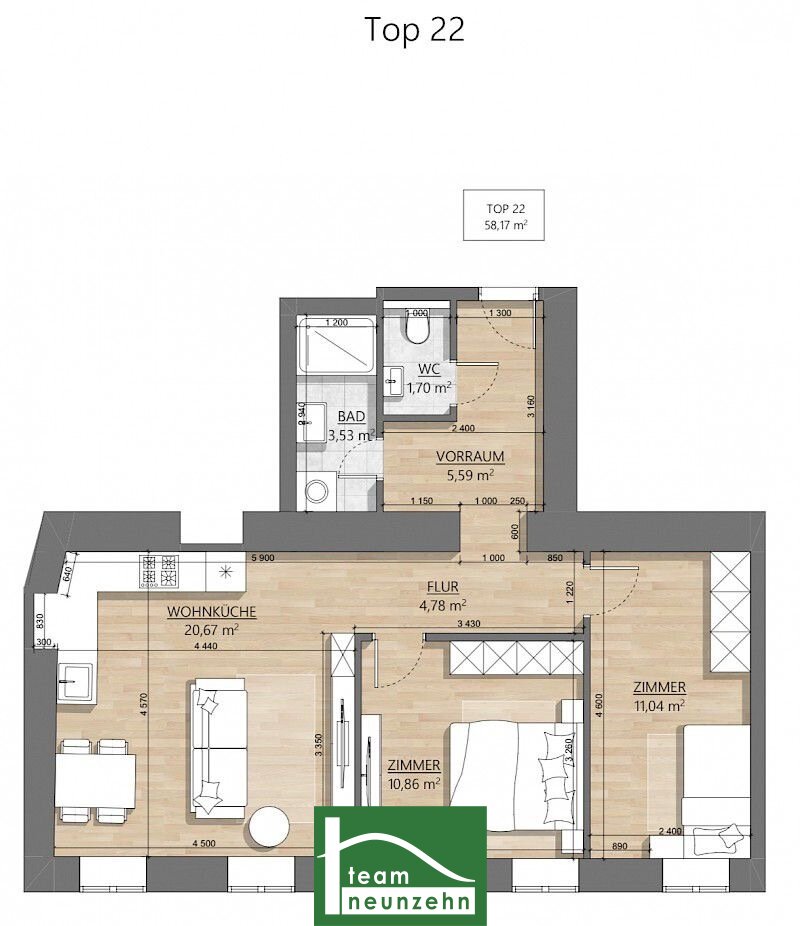 Wohnung zum Kauf 350.576 € 3 Zimmer 58,7 m²<br/>Wohnfläche 3.<br/>Geschoss Gymnasiumstraße 28 Wien 1180