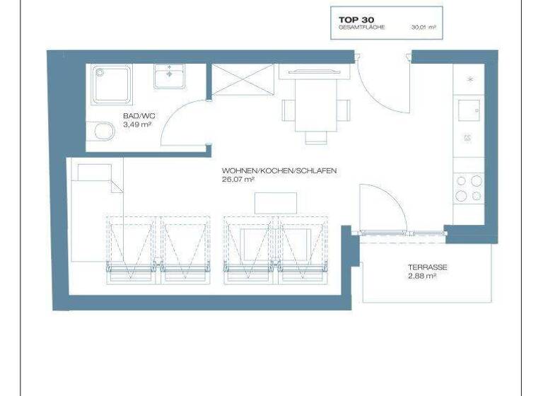 Studio zum Kauf provisionsfrei 283.200 € 1 Zimmer 30 m² 5. Geschoss Ruthnergasse Wien 1210
