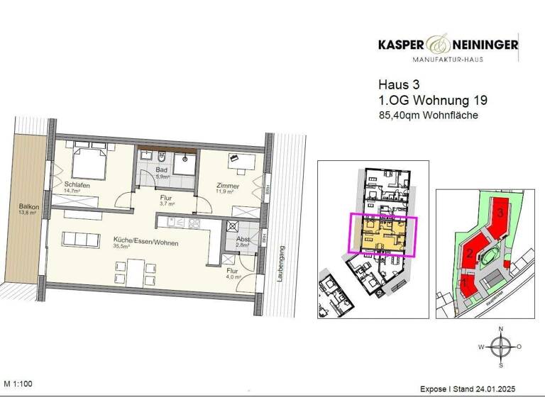 Wohnung zum Kauf provisionsfrei 464.000 € 3 Zimmer 85,4 m² Hauptstraße 82-84 Lauf 77886