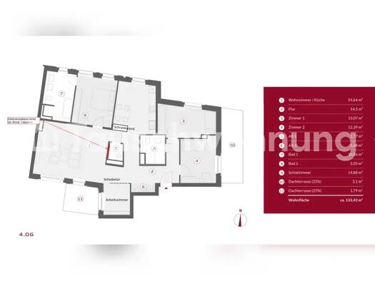 Wohnung zur Miete Tauschwohnung 2.345 € 5 Zimmer 133 m² 4. Geschoss Barmbek-Nord Nord 22305