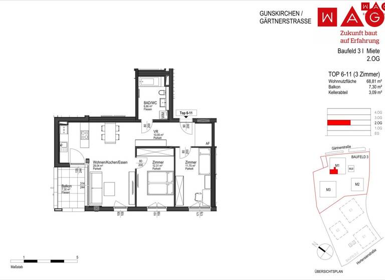 Wohnung zur Miete - Erstbezug 590 € 3 Zimmer Gunskirchen 4623